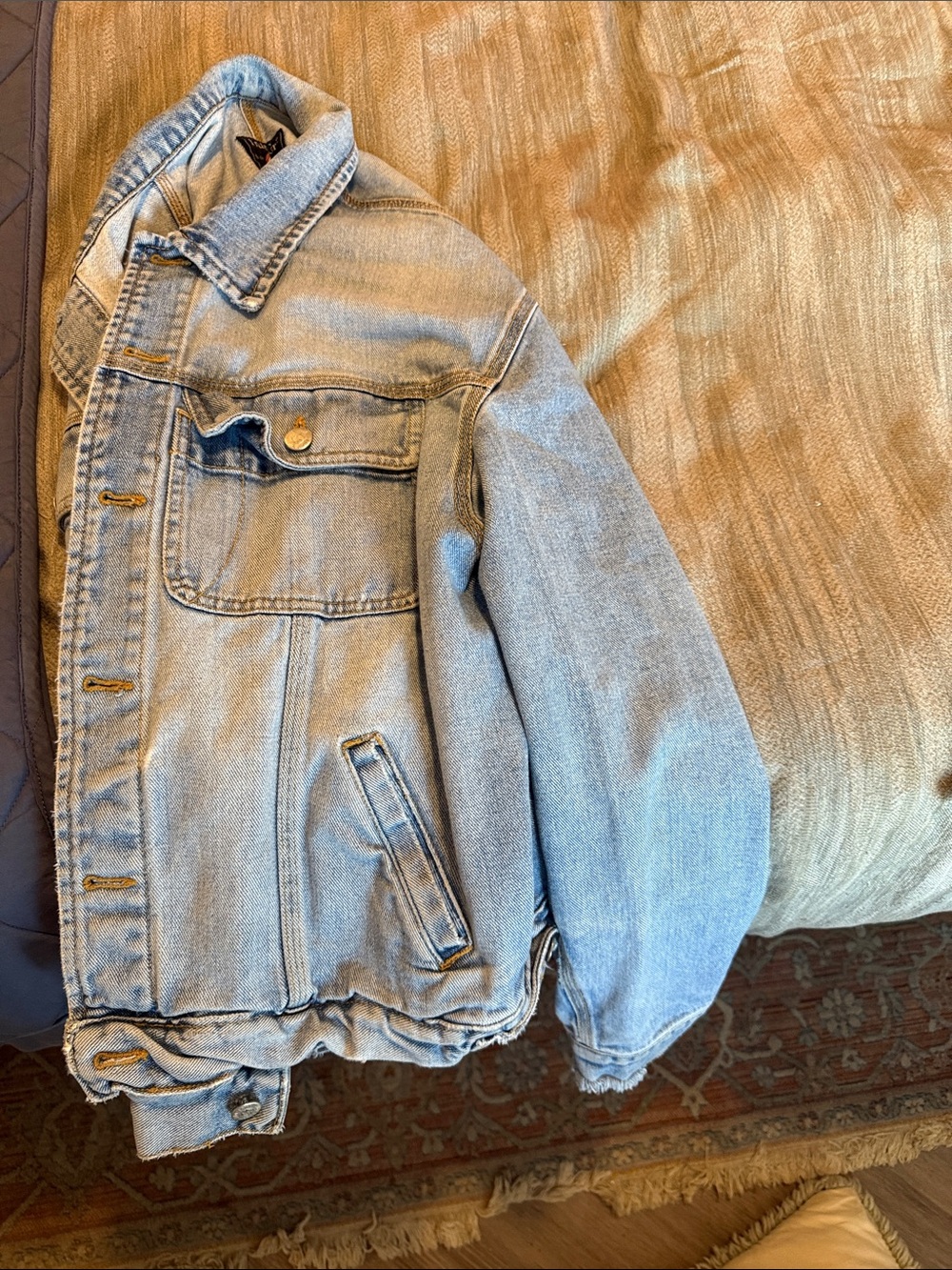 True Grit Light Blue Denim Jacket with Black Label